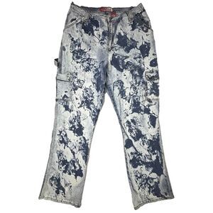 Lazer‎ Jeans Cargo Carpenter Jeans Bleached Wash Denim Y2K Flares 16 33X32 EUC